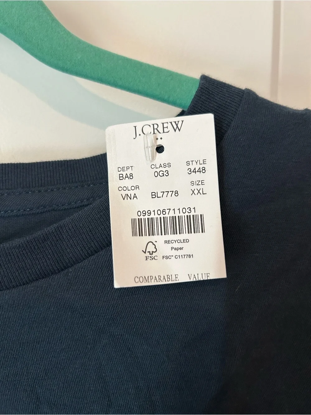 J. Crew Men's Long-Sleeve Crewneck Tee — Navy